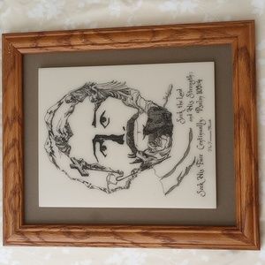 JOE CASTILLO Framed Etching "The Face of Christ" . One of his best works .